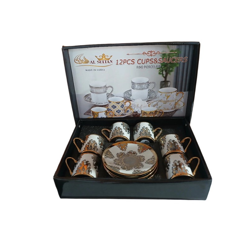 Al Sultan Fine Porcelain Coffee Cups 6pcs + Saucers 6pcs HD26-147 | Al Sultan In Lebanon