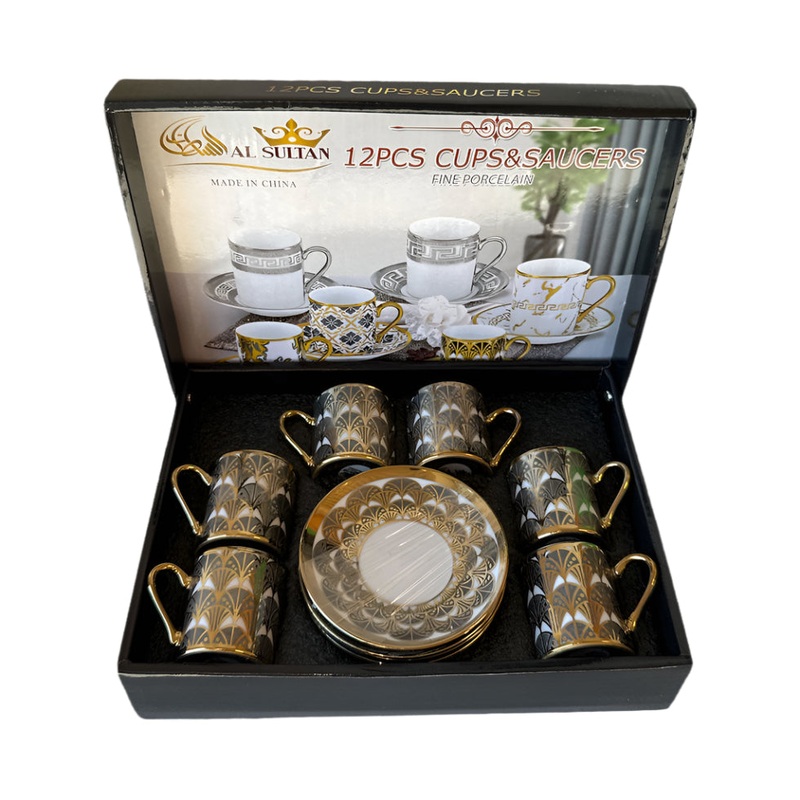 Al Sultan Fine Porcelain Coffee Cups 6pcs + Saucers 6pcs HD26-165 | Al Sultan In Lebanon