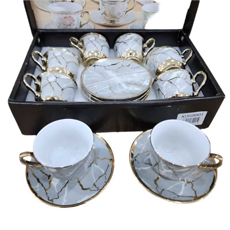 Al Sultan Fine Porcelain Coffee Cups 6pcs + Saucers 6pcs HD26-180 | Al Sultan In Lebanon