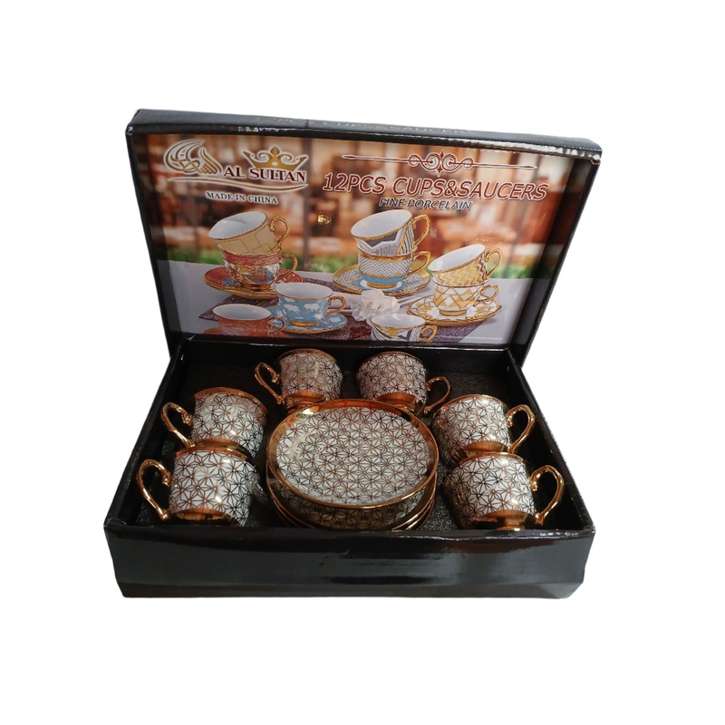 Al Sultan Fine Porcelain Coffee Cups 6pcs + Saucers 6pcs HD26-182 | Al Sultan In Lebanon