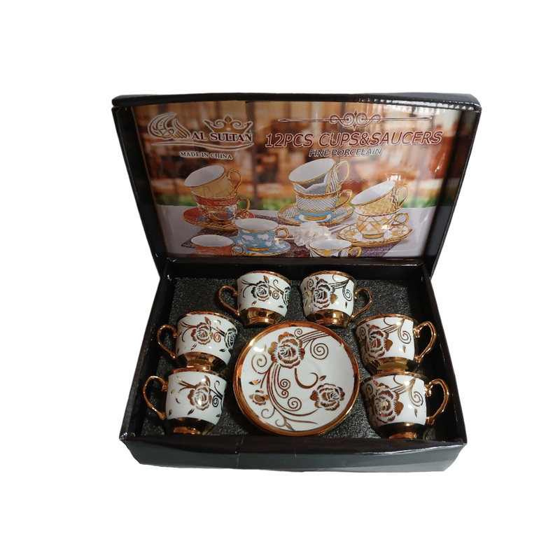 Al Sultan Fine Porcelain Coffee Cups 6pcs + Saucers 6pcs HD26-185 | Al Sultan In Lebanon