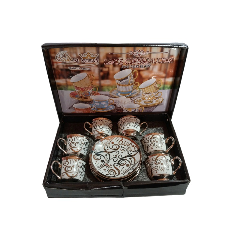 Al Sultan Fine Porcelain Coffee Cups 6pcs + Saucers 6pcs HD26-186 | Al Sultan In Lebanon