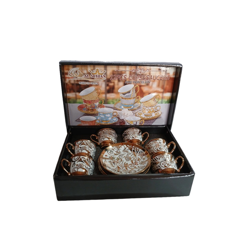 Al Sultan Fine Porcelain Coffee Cups 6pcs + Saucers 6pcs HD26-190 | Al Sultan In Lebanon