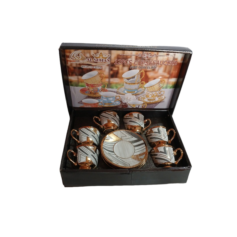 Al Sultan Fine Porcelain Coffee Cups 6pcs + Saucers 6pcs HD26-191 | Al Sultan In Lebanon