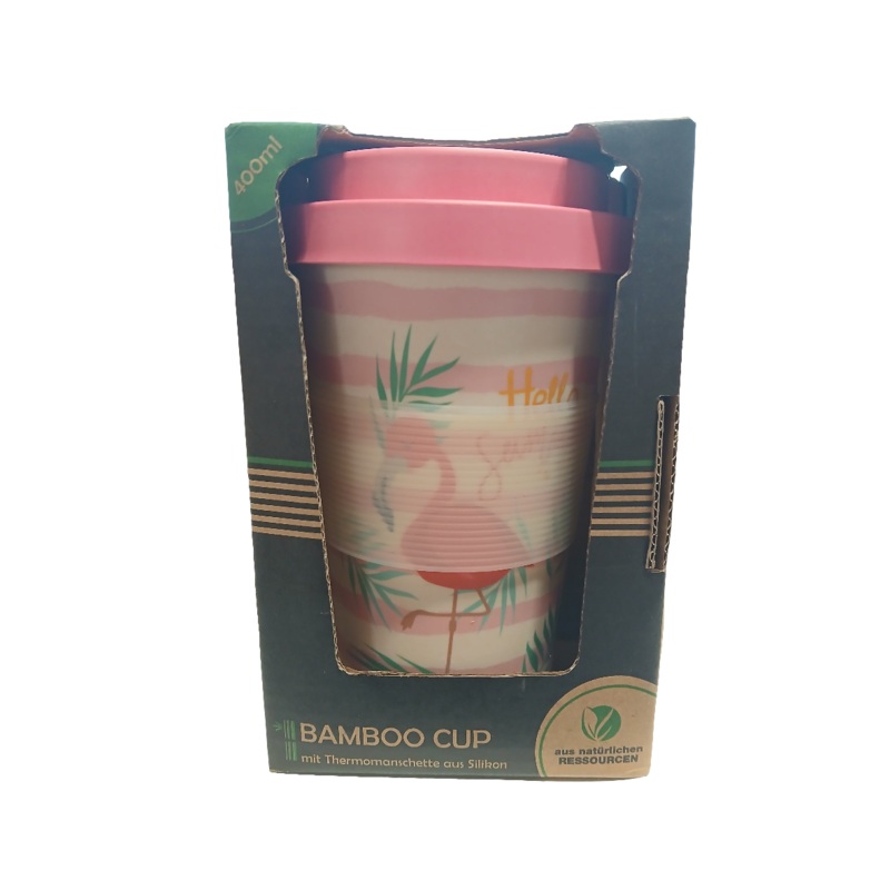 Bamboo Cups Pink Drinking Thermal Cup 400 ml| Bamboo Cups In Lebanon
