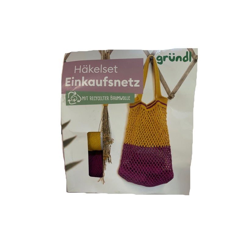Grundl Yellow & Purple The Crochet Set Net Shopping Bag With Recycled Cotton | Grundl In Lebanon
