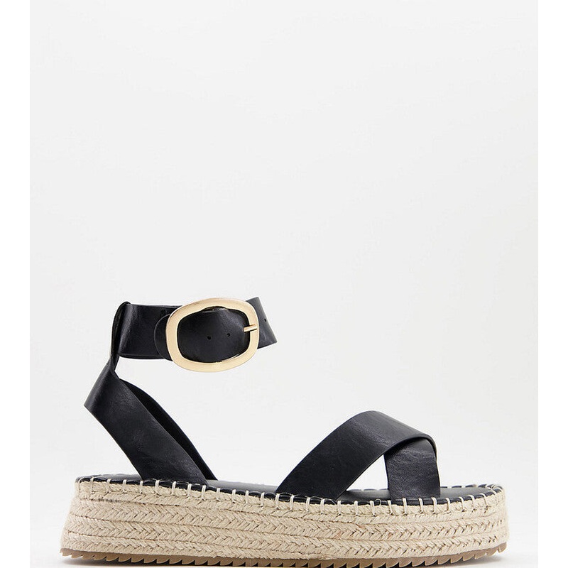 ASOS Design  Women’s Black Wide Fit Justice Flatform Espadrille Sandal |ASOS Design In Lebanon