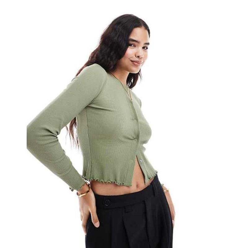 Asos Design Women’s Khaki Long-Sleeve Shirt ANF3353