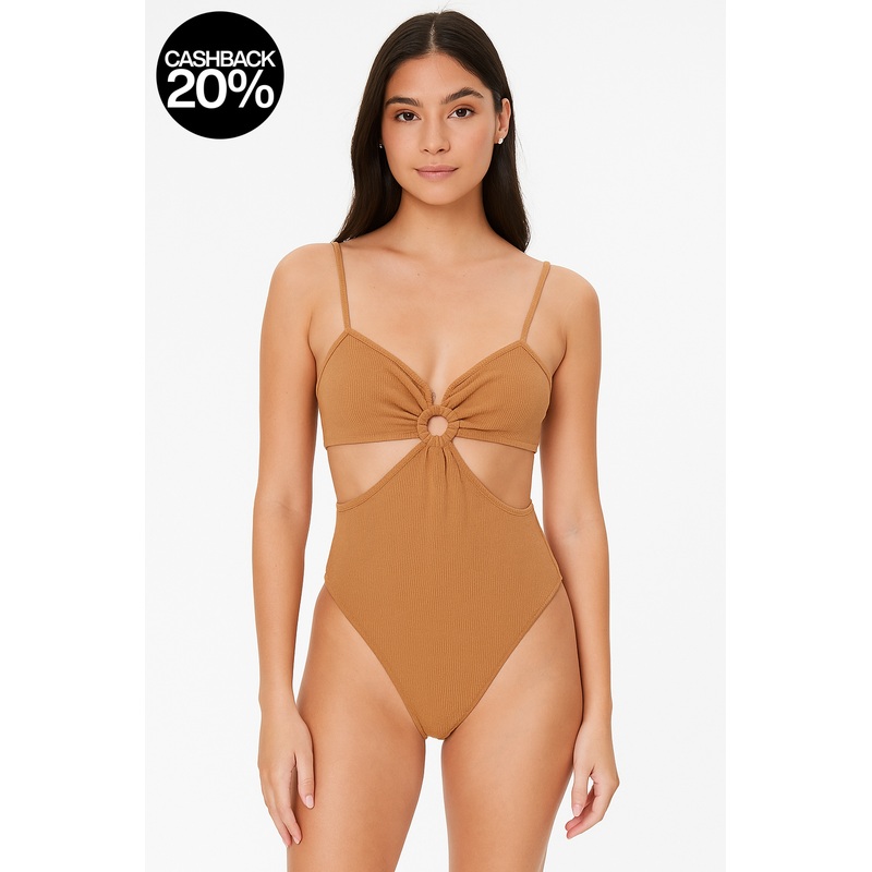 Forever 21 Women’s Camel Cut-Out Sleeveless Bodysuit |Forever 21 In Lebanon
