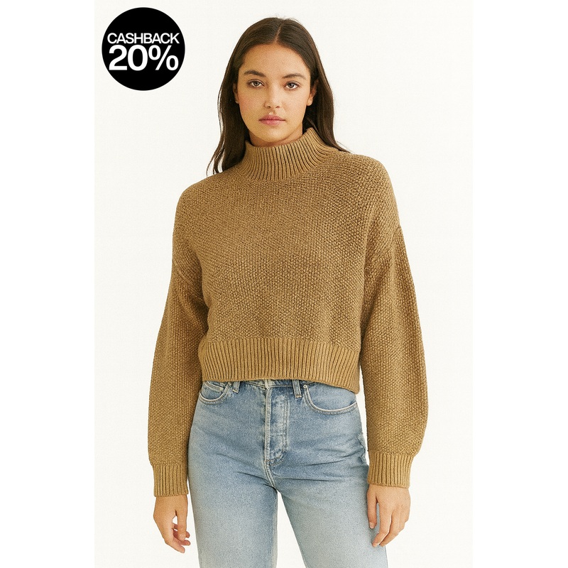 Forever 21 Women’s Tan High Neck Sweatshirt | Forever 21 In Lebanon