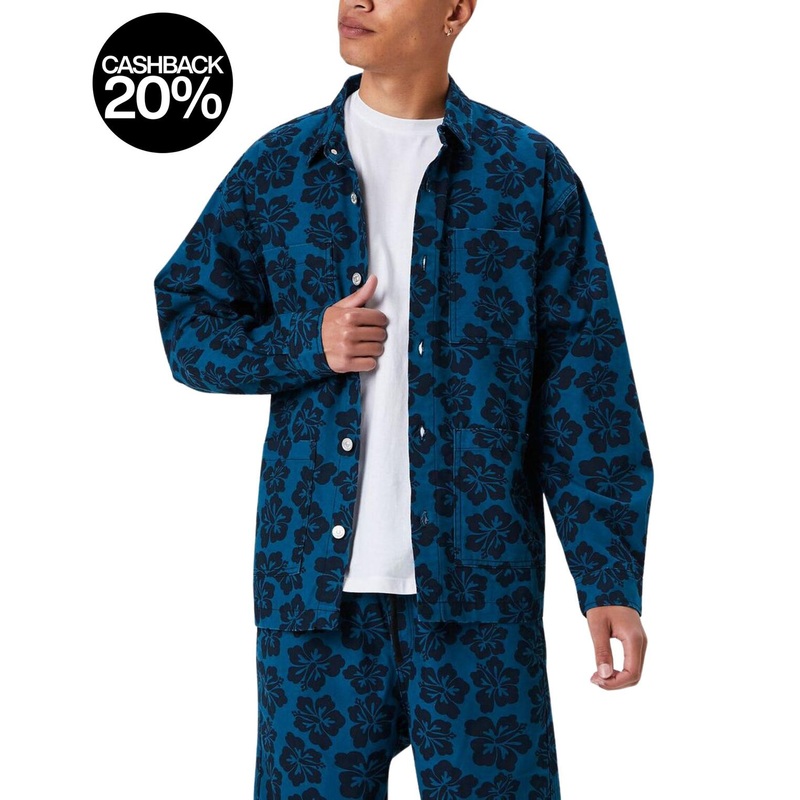 Forever 21 Men’s Petrol & Navy Floral Print Shirt | Forever 21 In Lebanon