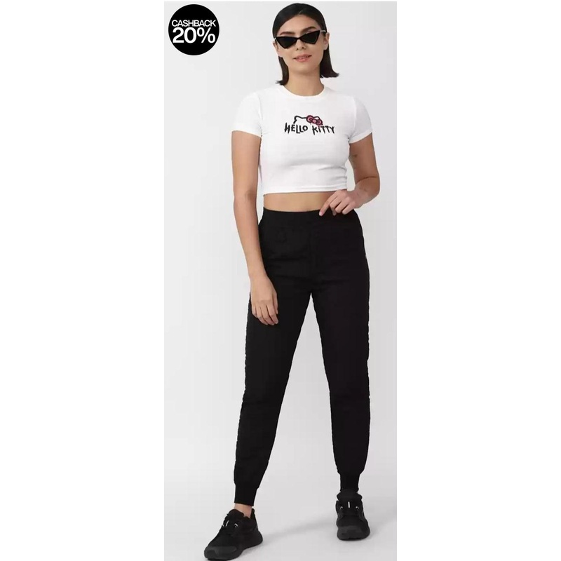 Forever 21 Women’s Black Buttoned Padded Jogger | Forever 21 In Lebanon