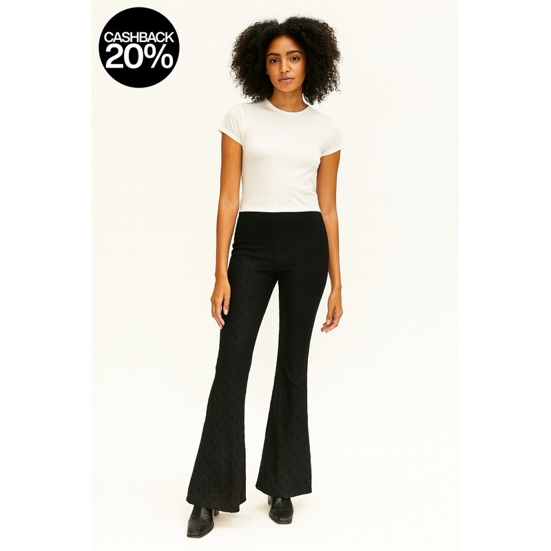Forever 21 Women’s Black Eyelet Fabric Pant | Forever 21 In Lebanon