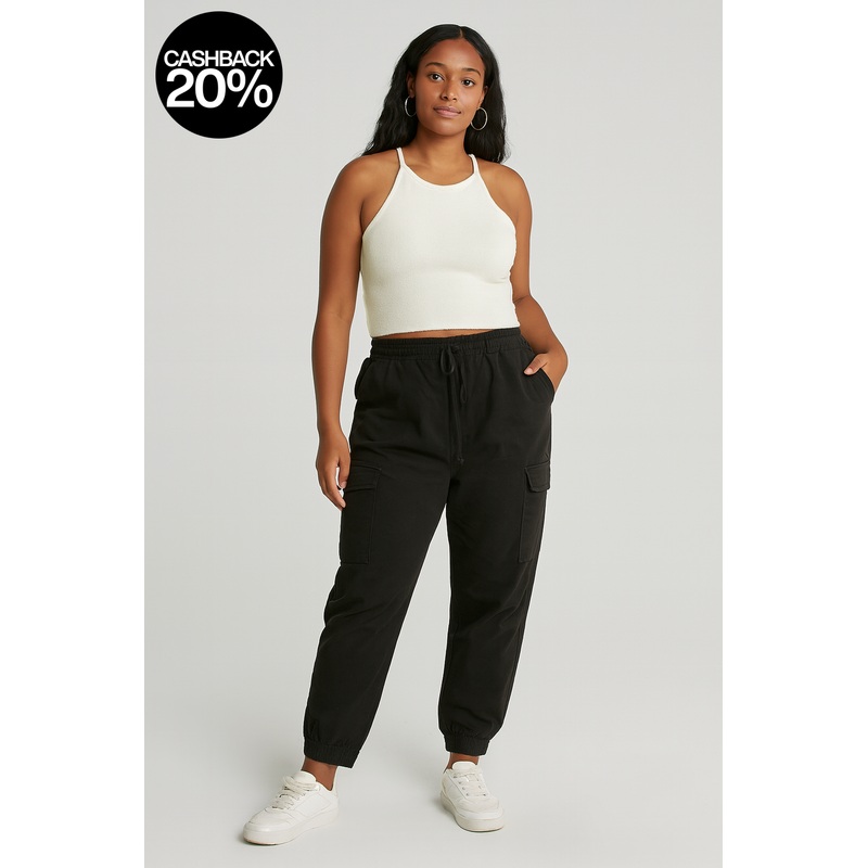 Forever 21 Women’s Black Fitted Waist, Relaxed Hips Jogger | Forever 21 In Lebanon