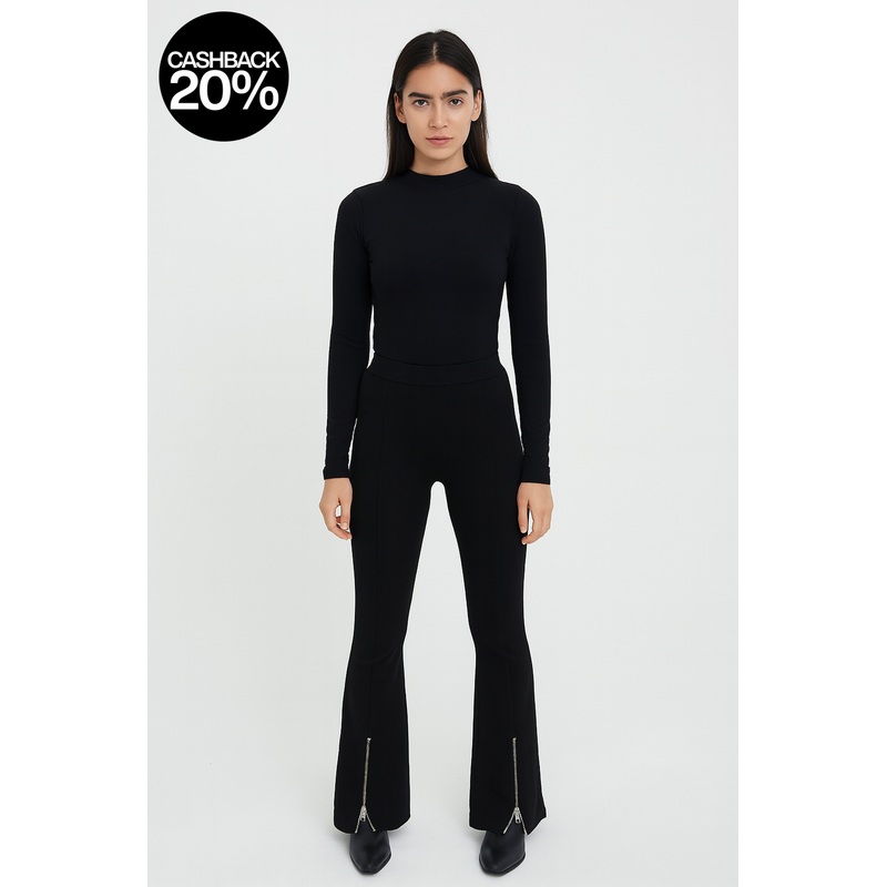 Forever 21 Women’s Black Zipper Hem Pant | Forever 21 In Lebanon