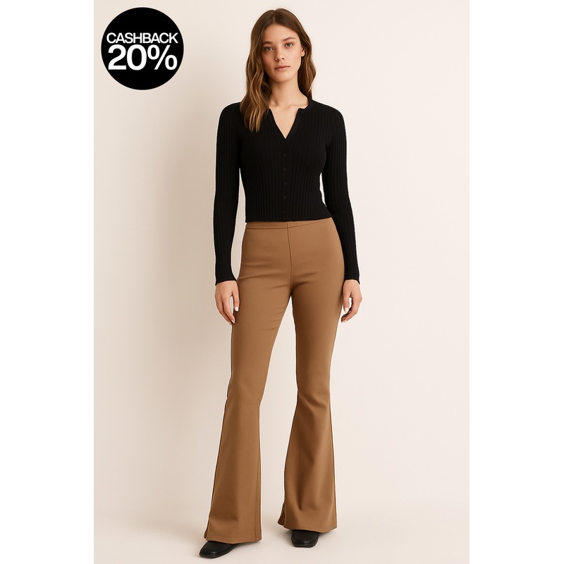 Forever 21 Women’s Tan High Rise Flare Pant | Forever 21 In Lebanon