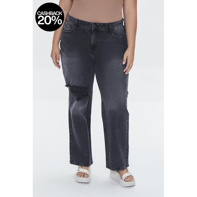 Forever 21 Women’s Washed Black Knee Ripped Jeans | Forever 21 In Lebanon