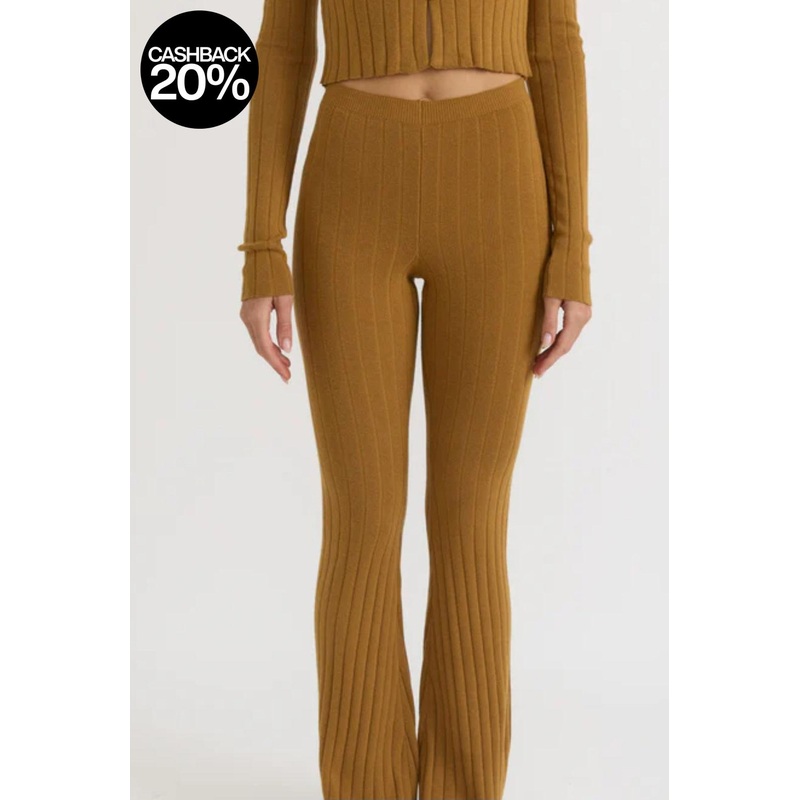 Forever 21 Women’s Beige Ribbed Pant | Forever 21 In Lebanon