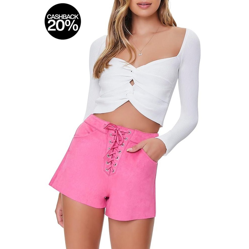 Forever 21 Women’s Pink Faux-Suede Lace Up Short | Forever 21 In Lebanon
