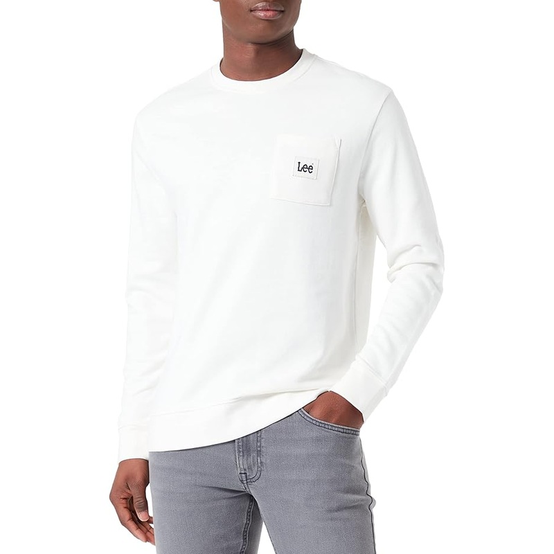 Lee Men’s White Denim Long Sleeve Crew Neck Sweatshirt | Lee In Lebanon