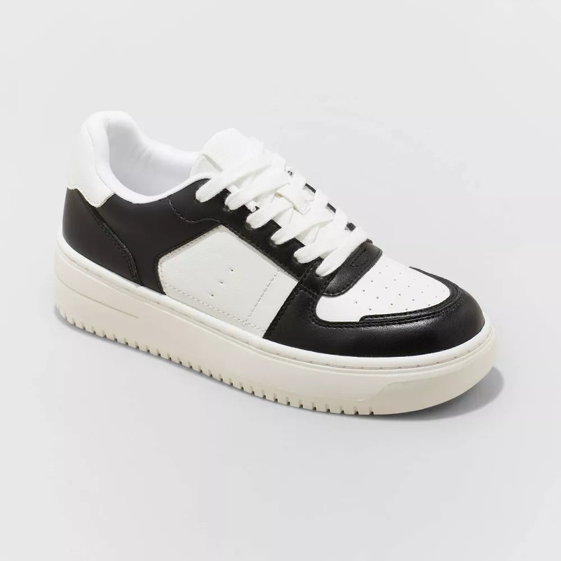 Wild Fable Women’s White & Black Women’s Lola Lace-Up Sneakers | Wild Fable In Lebanon