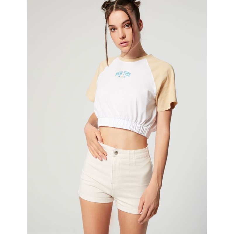 DCM Jennyfer Women’s Ecru High Waist Shorts | DCM Jennyfer In Lebanon