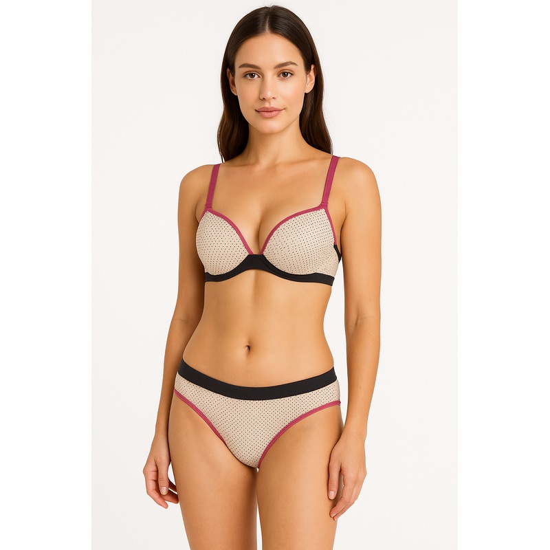 Demar Women’s Black & White Dotted Printed Underwear Set | Demar In Lebanon