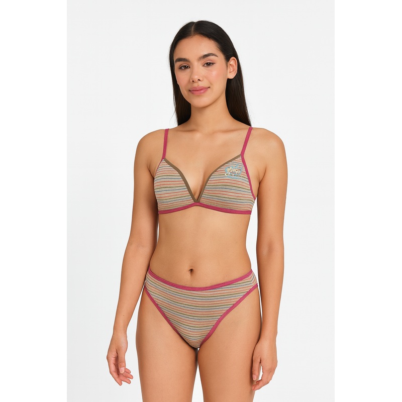 Demar Women’s Multicolor Striped Play With Heart Underwear Set | Demar In Lebanon