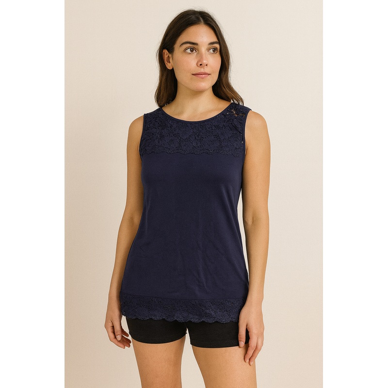 Demar Women’s Navy Cotton Sleeveless Sleep Shirt | Demar In Lebanon