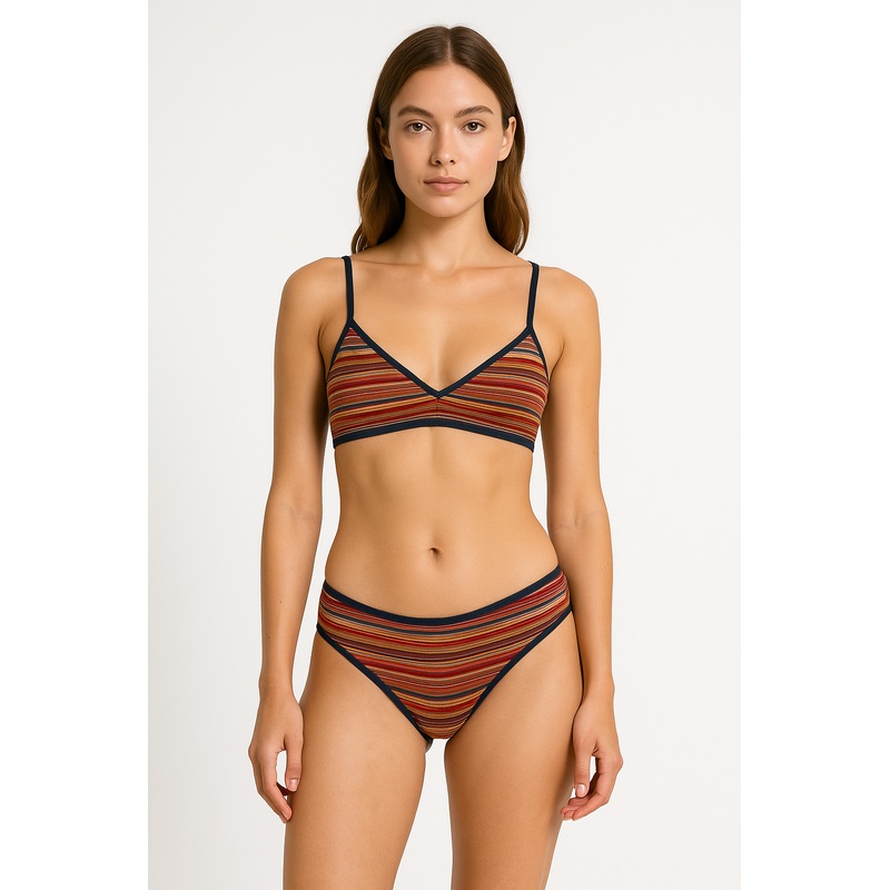 Demar Women’s Navy Multi Striped Underwear Set | Demar In Lebanon