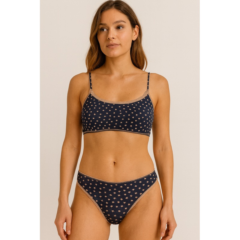 Demar Women’s Navy Printed Stars Underwear Set | Demar In Lebanon