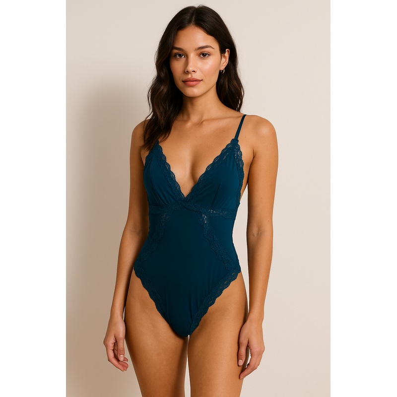 Demar Women’s Petrol Open Back Lingerie Bodysuit | Demar In Lebanon