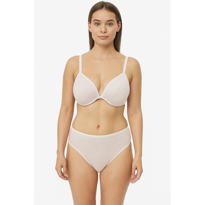 Demar Women’s Pink & White Stripe Cotton 2 Piece Lingerie Set | Demar In Lebanon