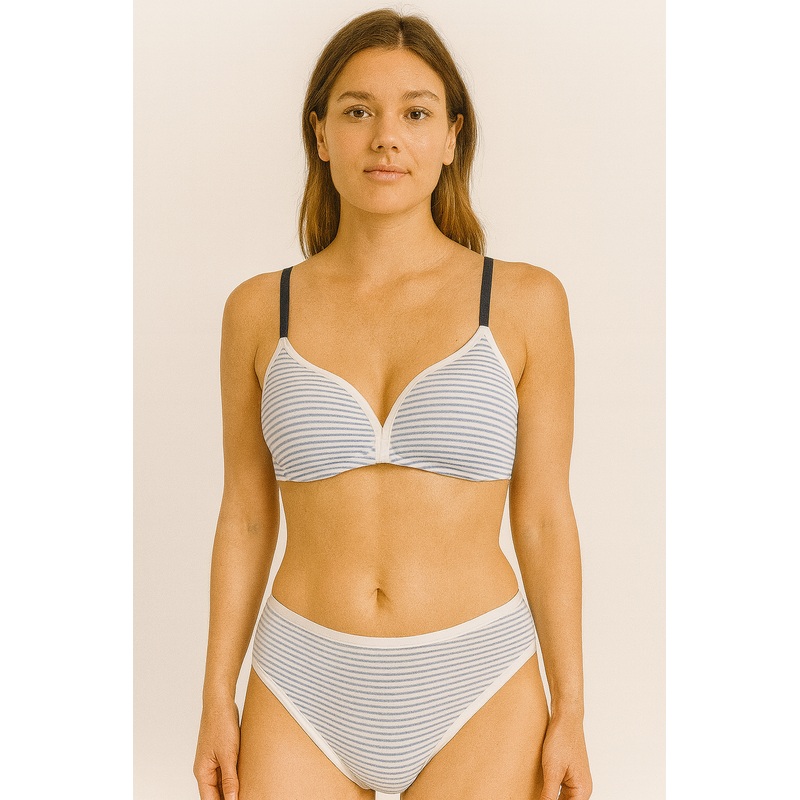 Demar Women’s White & Blue Striped Lingerie Set | Demar In Lebanon