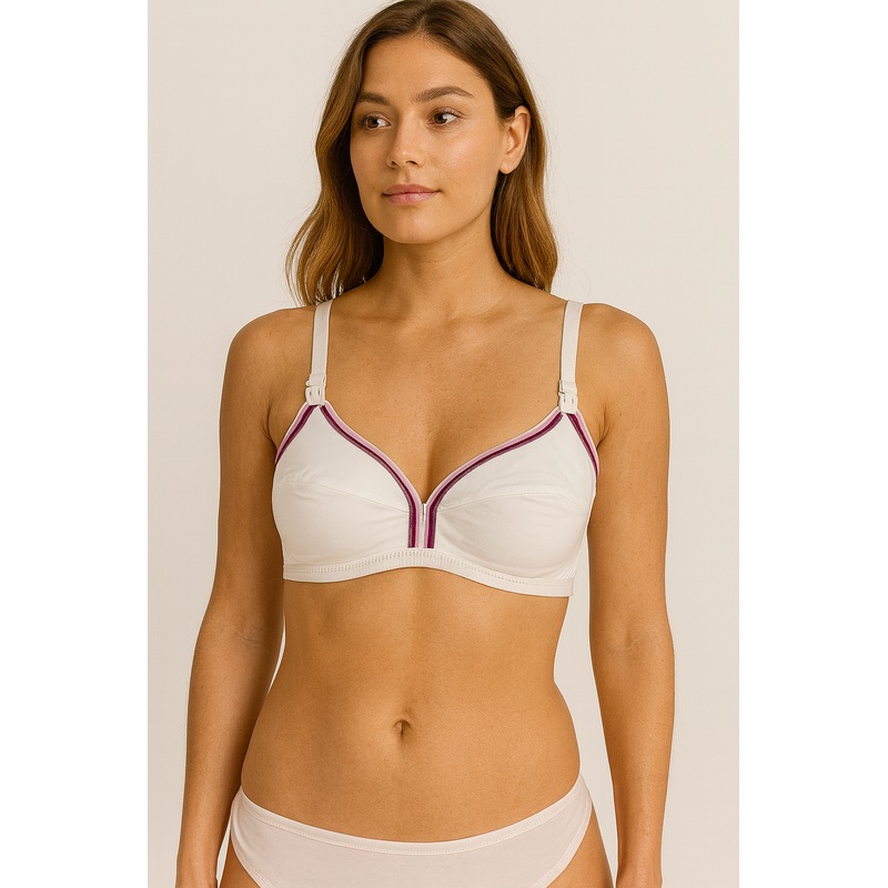 Demar Women’s White Striped Maternal Bra | Demar In Lebanon