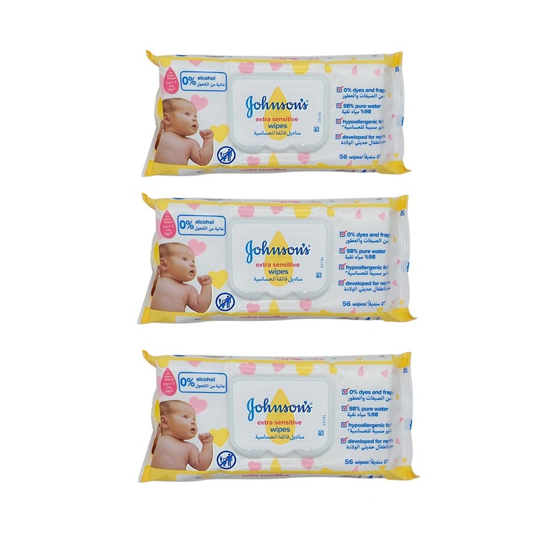 Johnson’s Baby Extra Sensitive Wipes (56wipes) 2+1 FREE | Johnson’s In Lebanon