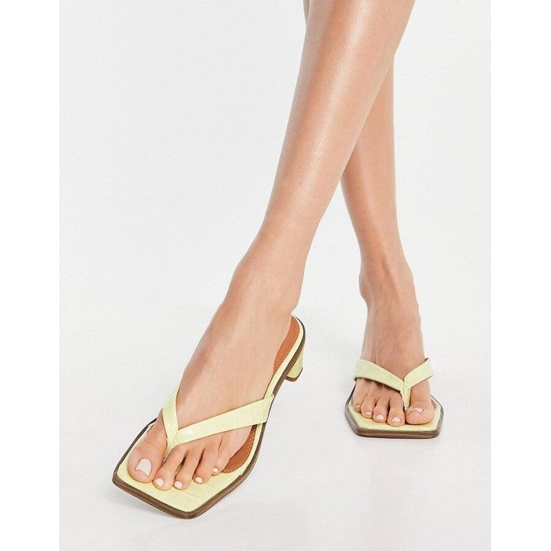 Asos Design Women’s Lime Green Issy Toe Thong Mid Heeled Sandals |Asos Design In Lebanon