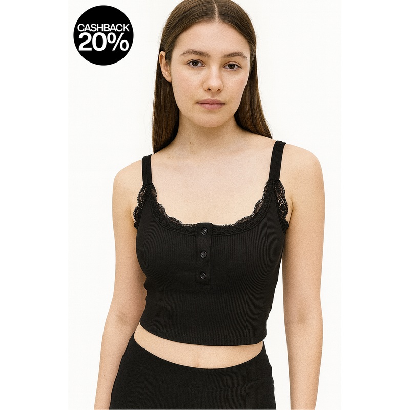 Forever 21 Women’s Black Lace Details Sleeveless Crop Top | Forever 21 In Lebanon