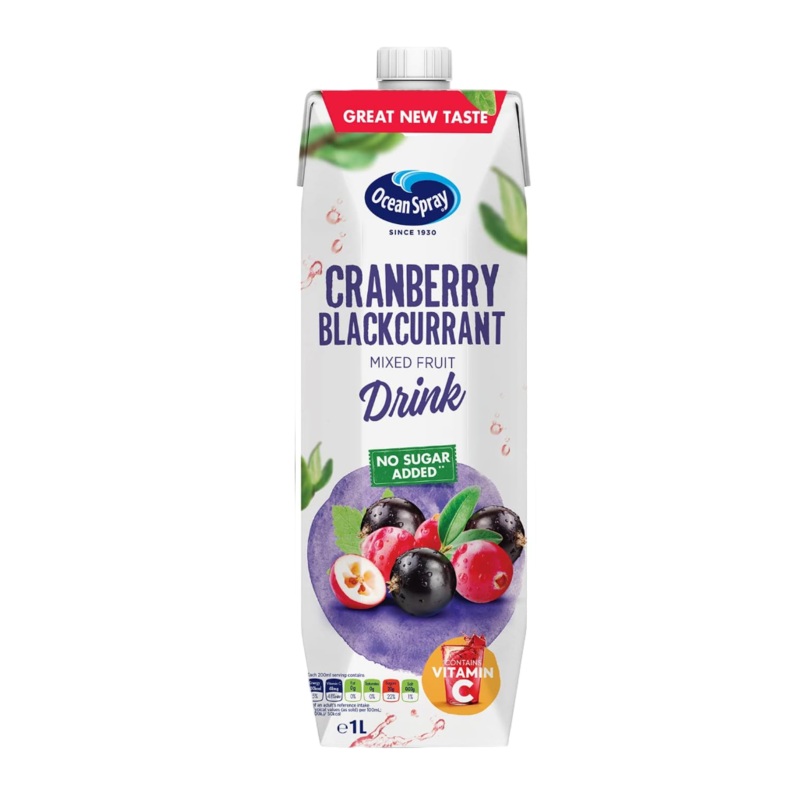 Ocean Spray Cranberry Blackcurrant Mixed Fruit Drink No Sugar Added 1L | Ocean Spray In Lebanon
