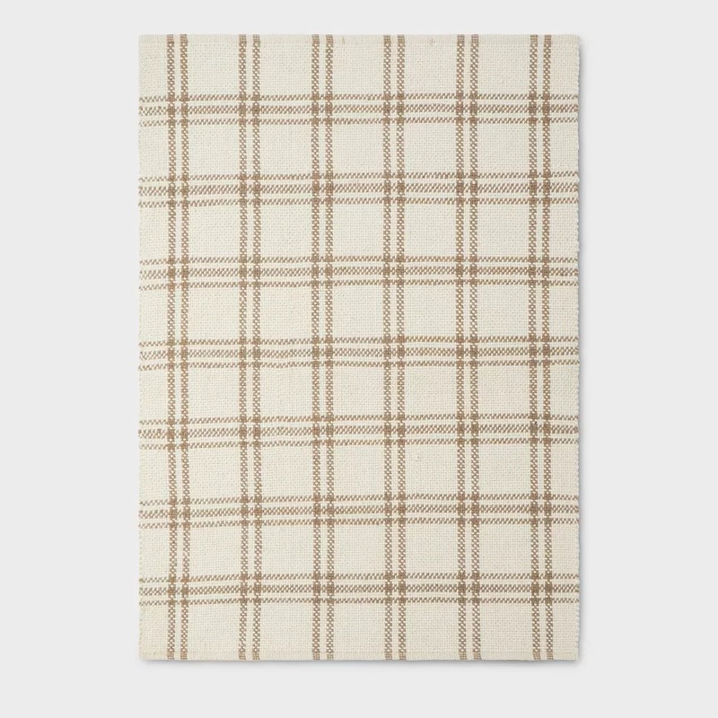 Threshold Beige & Brown Cottonwood Handwoven Plaid Wool/Cotton Area Rug | Threshold In Lebanon