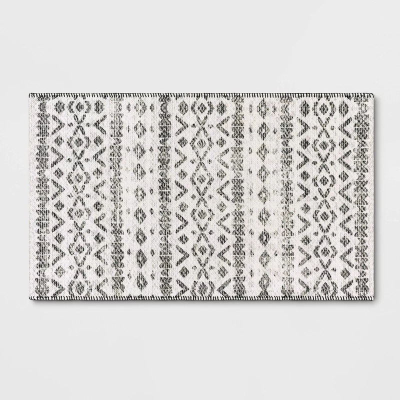 Threshold Black & Off White Washable Luna Aztec Diamond Printed Rug | Threshold In Lebanon