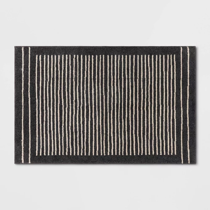 Threshold Washed Black Washable Knitted Stripe Accent Rug | Threshold In Lebanon