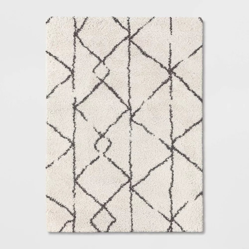 Threshold White & Black Geometric Design Woven Rug | Threshold In Lebanon