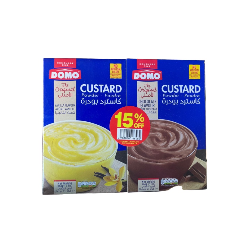 Domo Custard Powder Vanilla Flavor+ Chocolate Flavor 200GR 2pcs (15%OFFER) | Domo In Lebanon