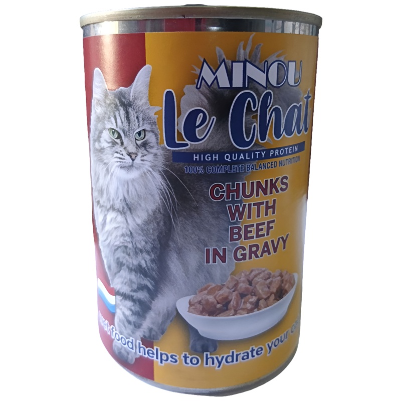Minou Le Chat Chunks with Beef In Gravy 415g | Minou In Lebanon