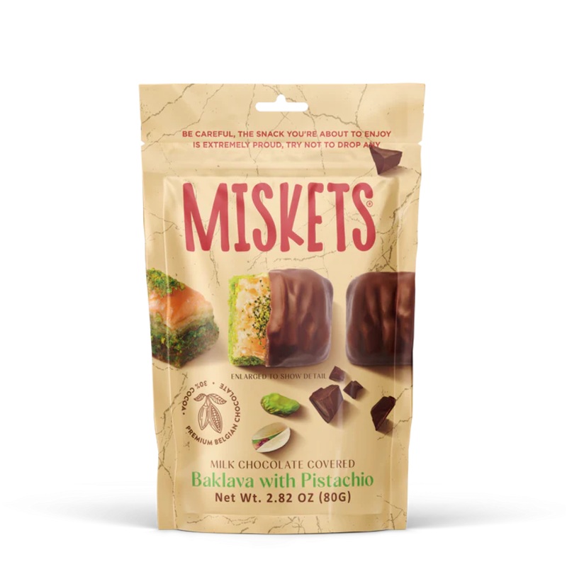 Miskets Milk Chocolate Coated Dried Baklava With Pistachio 90GR | Miskets In Lebanon