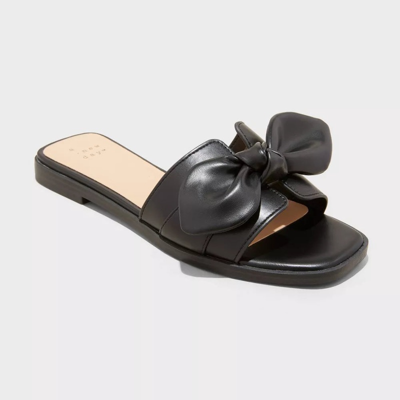 A New Day Women’s Black Maple Bow Flat Slippers | A New Day In Lebanon