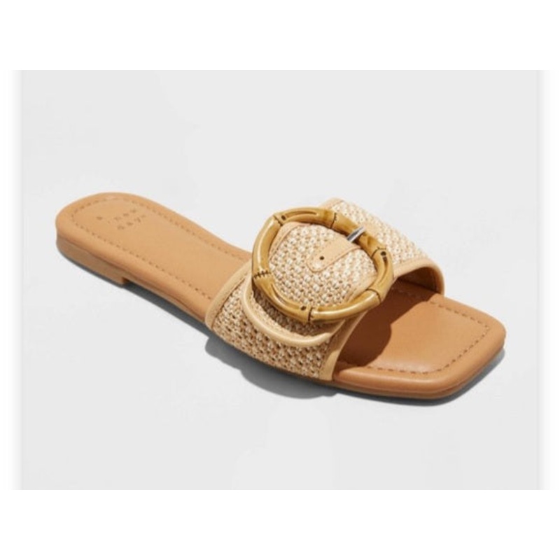 A New Day Women’s Camel Bennie Buckle Slide Sandals | A New Day In Lebanon