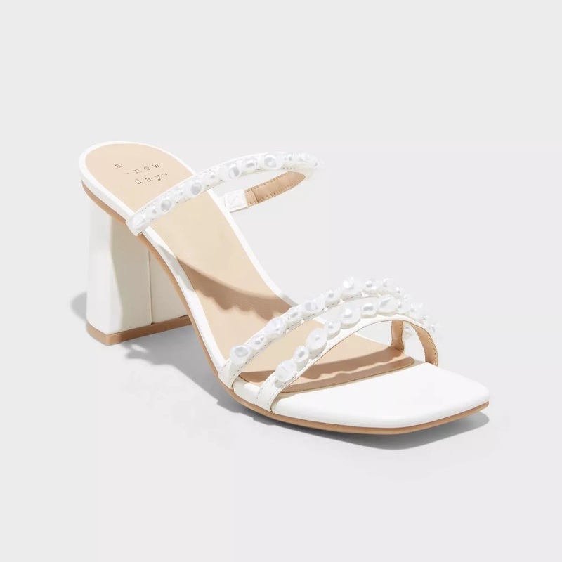 A New Day Women’s White Stacy Mule Heeled Sandals | A New Day In Lebanon
