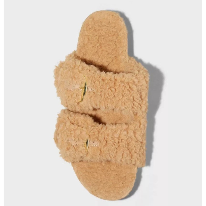 Auden Womens Camel Brown Jane Two Band Buckle Slide Slippers Sandals |Auden In Lebanon
